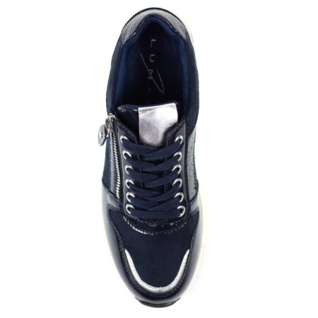 Lunar Sammy Navy Wedge Trainers