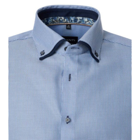 Venti Blue Patterned Navy Trim Shirt