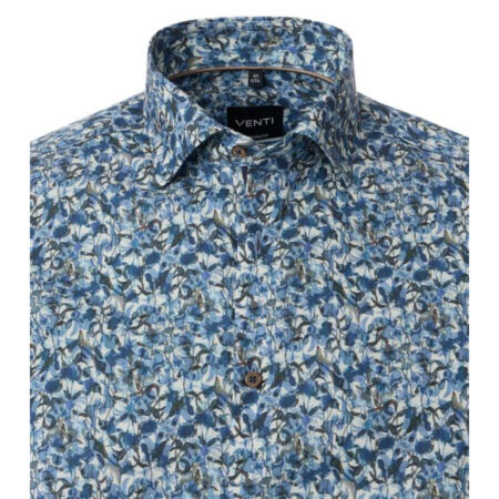 Venti Navy Floral Patterned Shirt