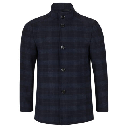 Daniel Grahame Watson Navy Check Wool Coat