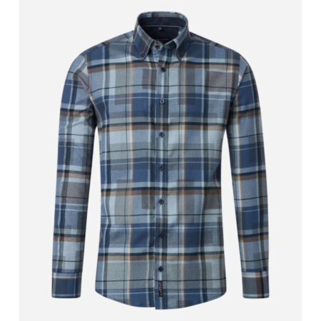 Casa Moda Blue and Brown Check Shirt