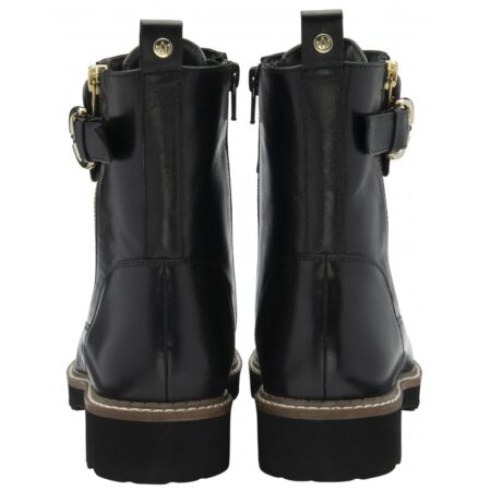 Lotus Foster Black Leather Combat Boots