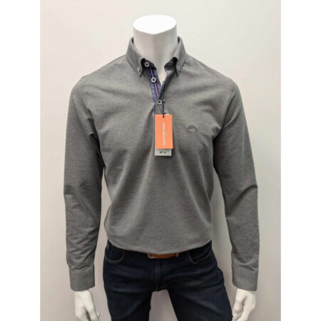 Dario Beltran Grey Long Sleeve Polo Shirt