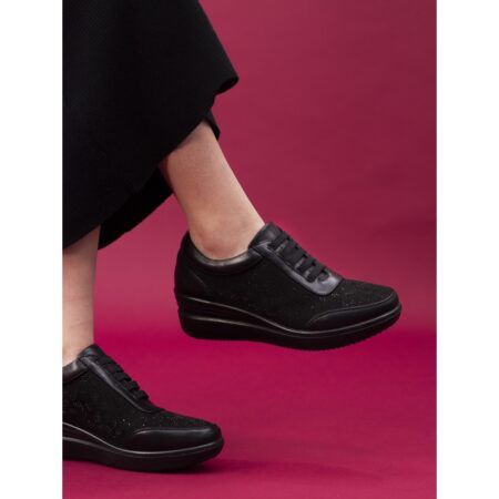 Lunar Muriel Black Wedge Trainers