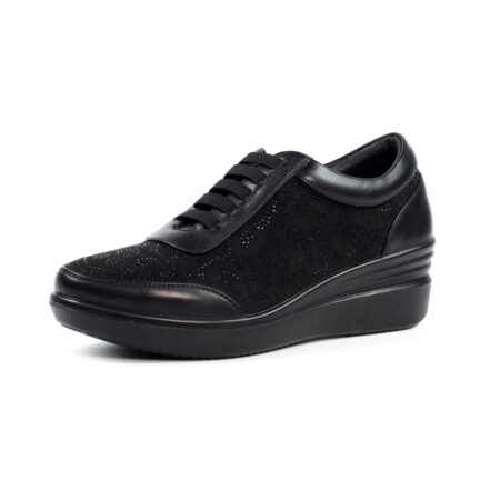 Lunar Muriel Black Wedge Trainers