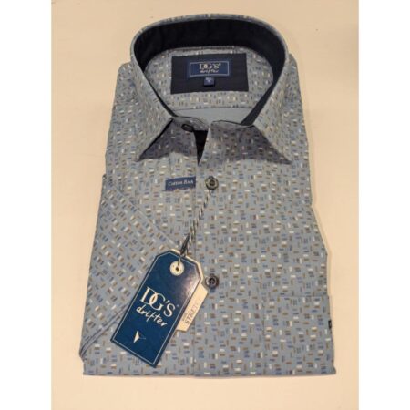 Drifter Blue Geometric Print Short Sleeve Shirt