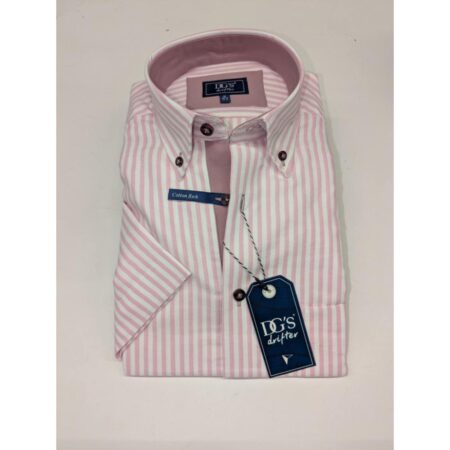 Drifter Pink White Striped Short Sleeve Shirt
