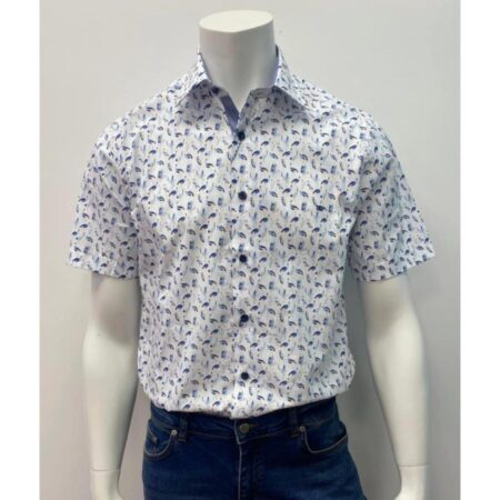 Drifter White Bird Print Short Sleeve Shirt