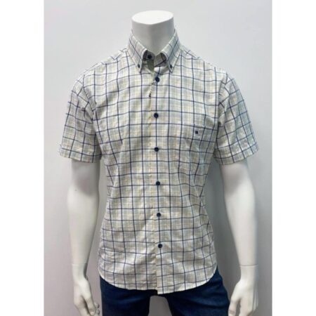 Drifter Grey Mustard Check Short Sleeve Shirt