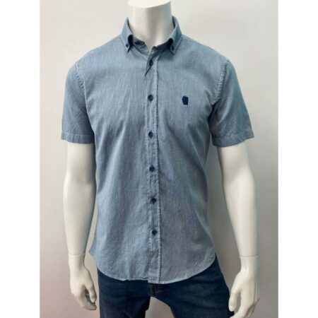 Remus Uomo Blue Denim Short Sleeve Shirt