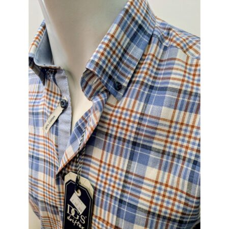 Drifter Blue Tan Check Short Sleeve Shirt