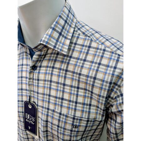 DG Drifter blue and fawn check short sleeve shirt